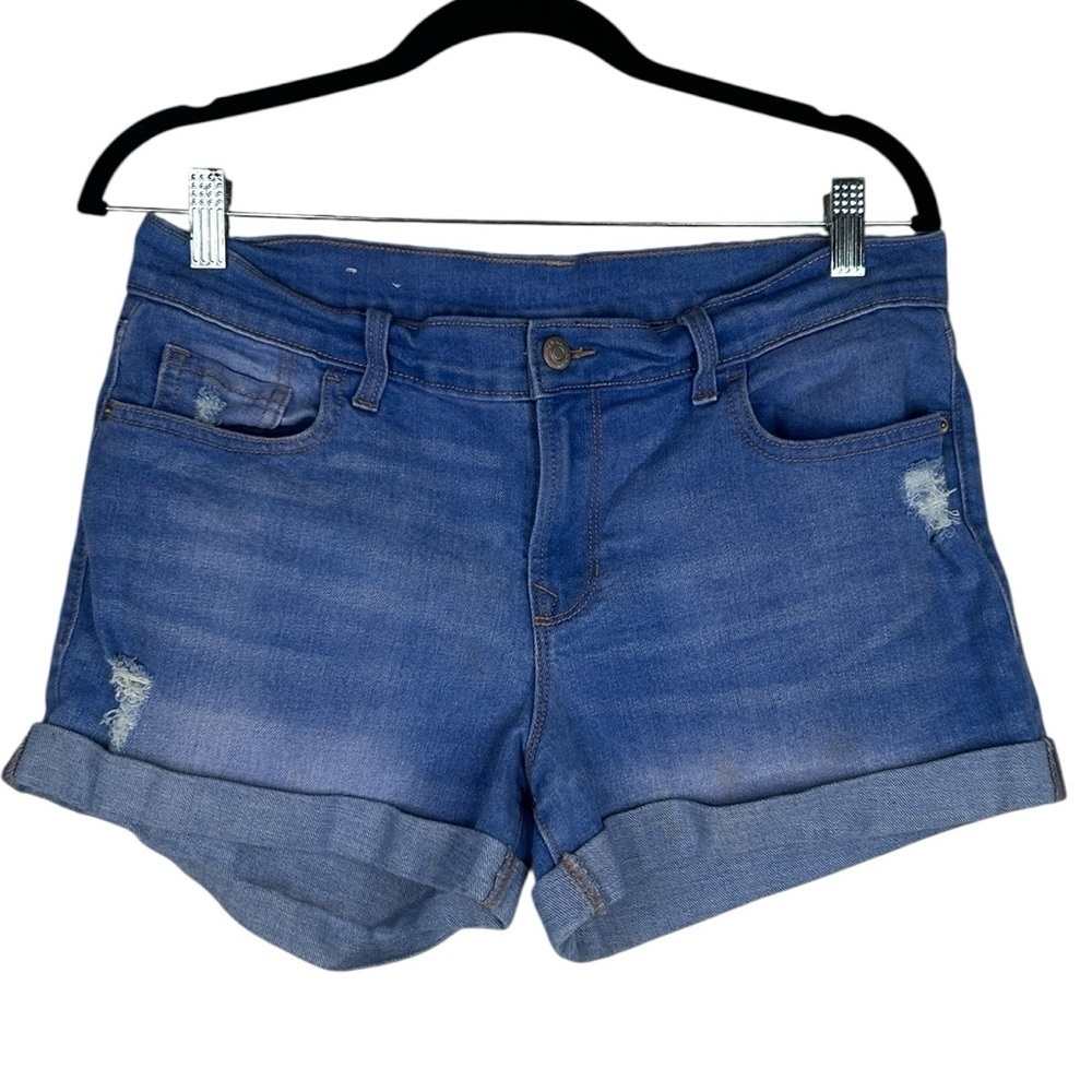 Old Navy Light Wash Denim Distressed Cuff Summer Spring Shorts Size Medium (8)